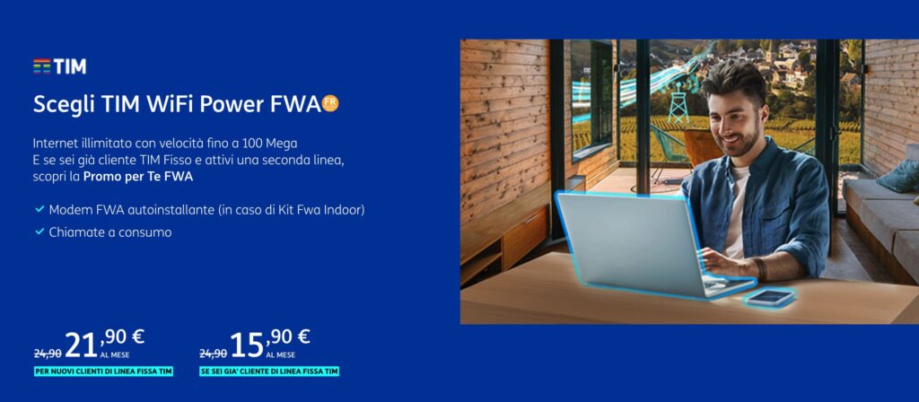 TIM WiFi Power FWA in sconto a 21,90 € per sempre