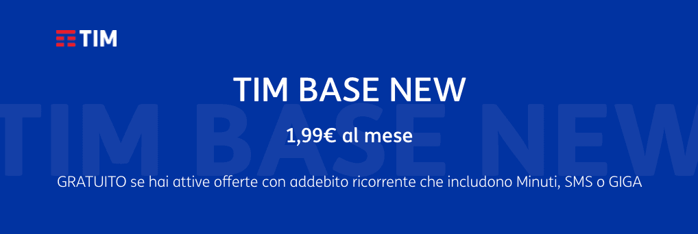 TIM Base New, piano tariffario a 1,99 €