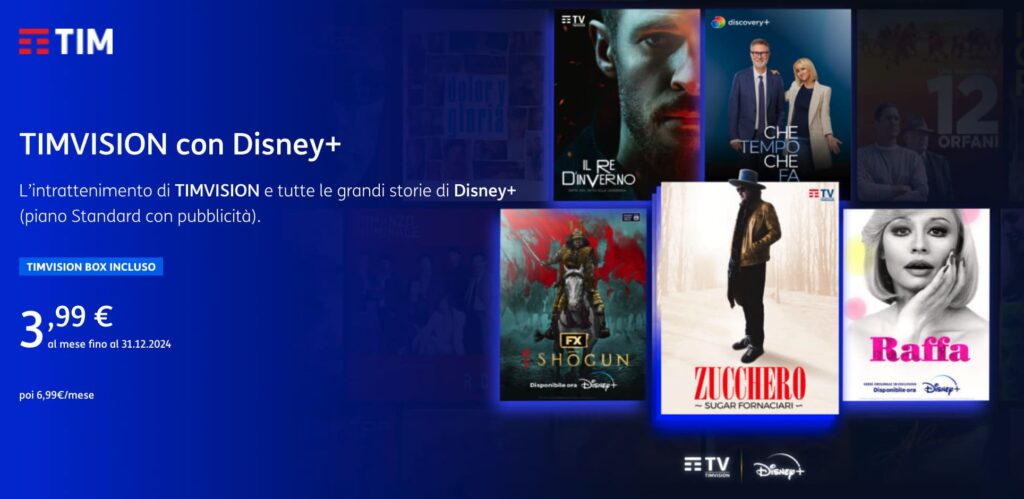 TIMVision con Disney+ a 3,99 €