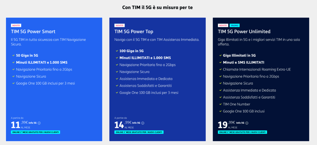 TIM 5G Power xTe con Giga illimitati da 11,99 €
