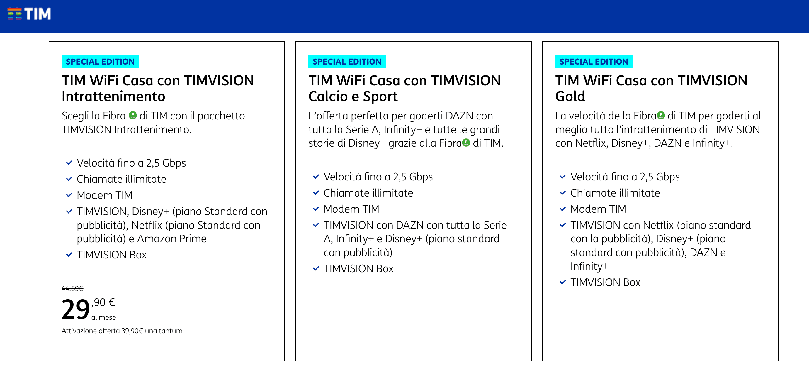 Offerta Fibra più Intrattenimento a un prezzo mai visto