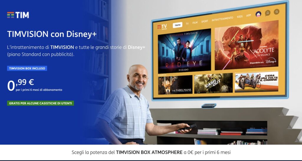 Gratis TIMVision con Disney per alcuni clienti