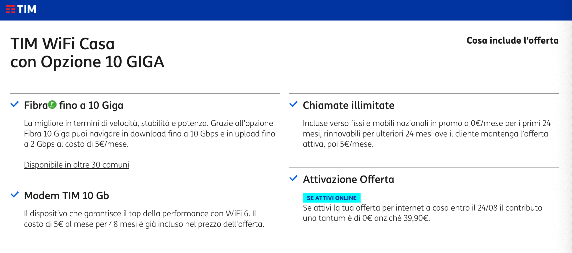 Offerta Fibra FTTH con 10 Gb/s