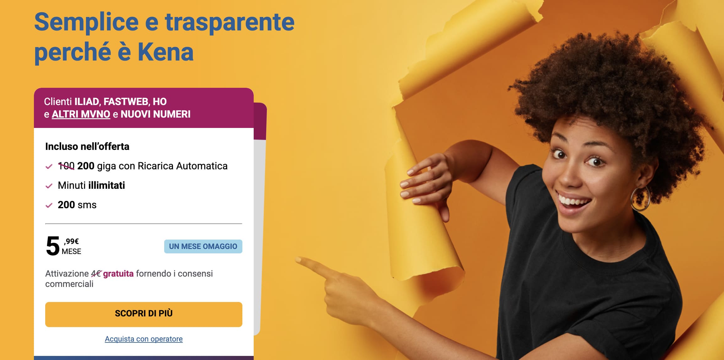 Offerte Kena da 5,99 € al mese con 200GB