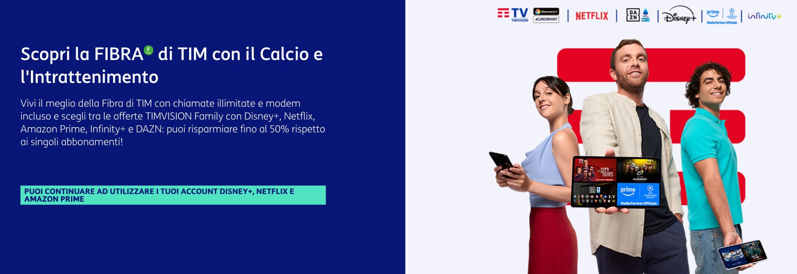 La Fibra di TIM con l'intrattenimento di TIMVision a un prezzo scontato