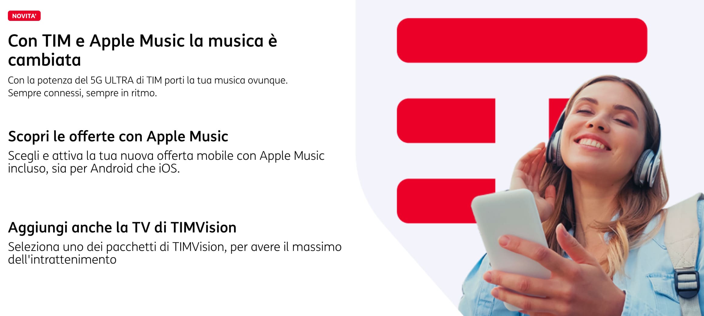 TIM con Apple Music e TIMVision (Netflix, Disney e altro)