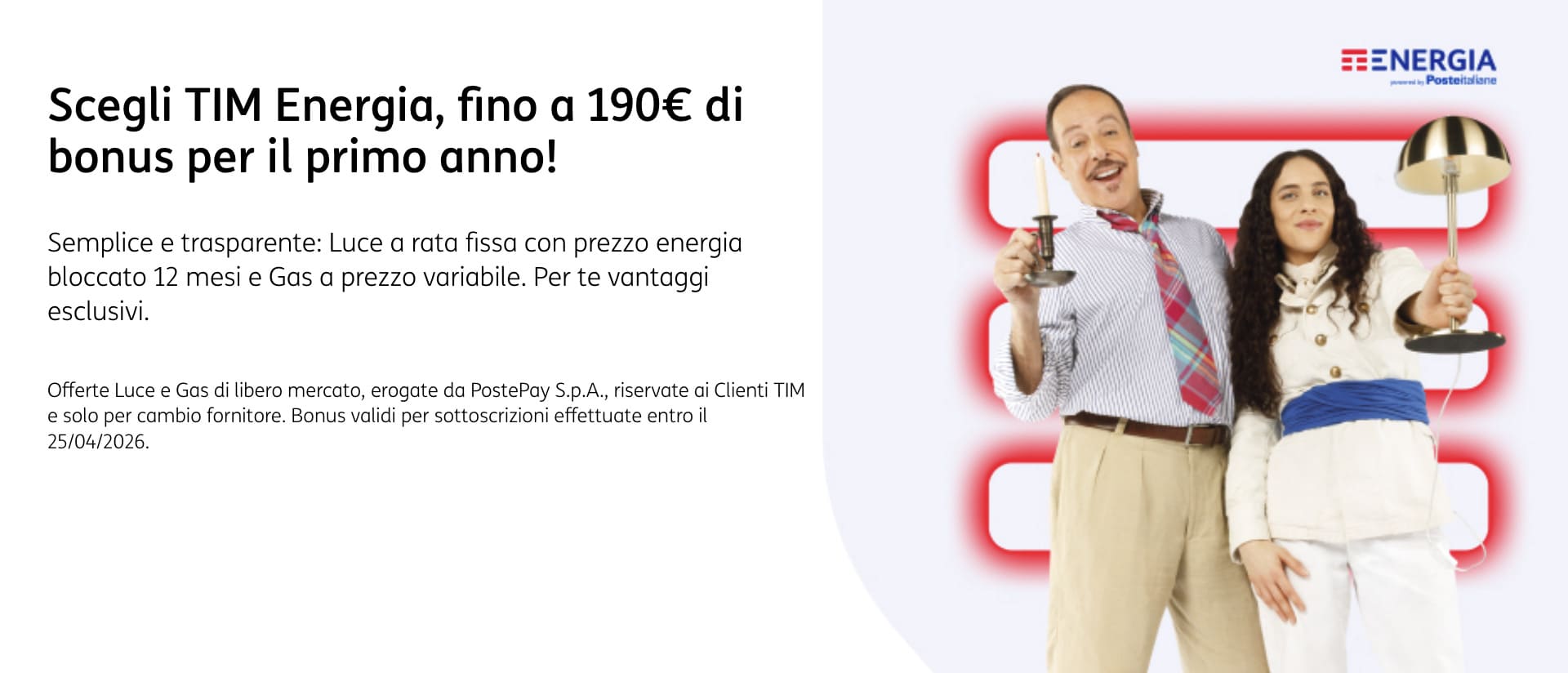 Bonus per l'attivazione di Mobile, Fibra e TIM Energia