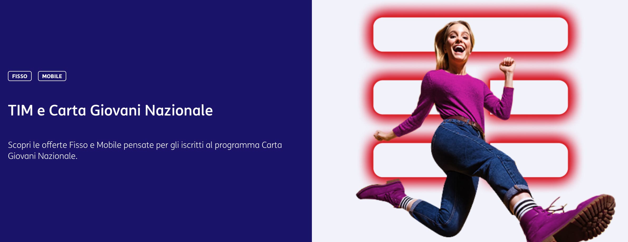 Offerta TIM per Fibra e TV con Carta Nazionale Giovani