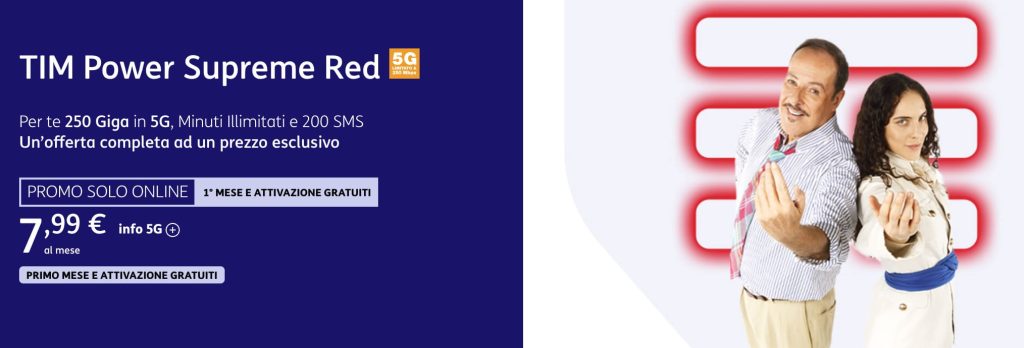 Power Supreme Red: 250 Giga in 5G per chi passa a TIM da Vodafone
